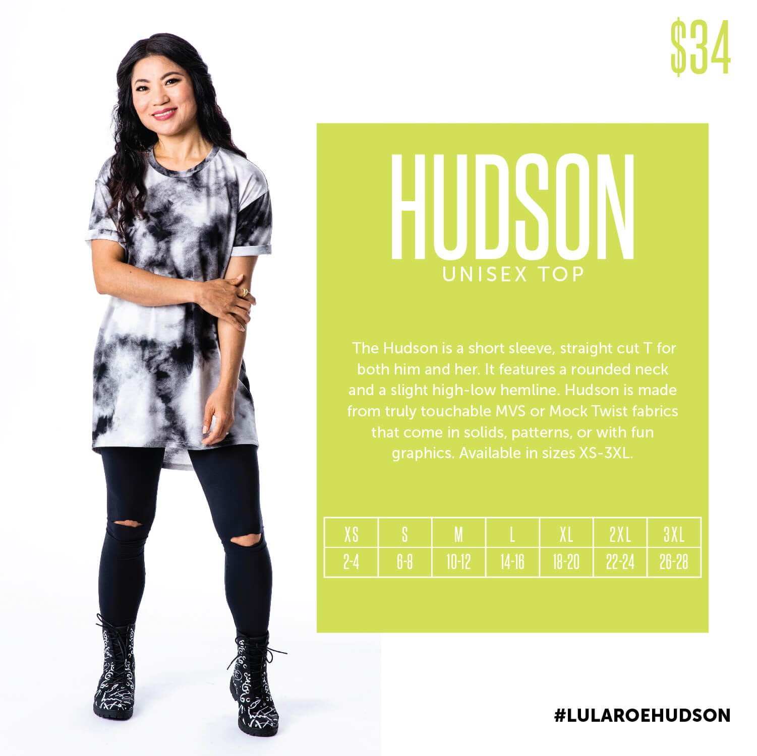 Lularoe Hudson Tee Size Chart