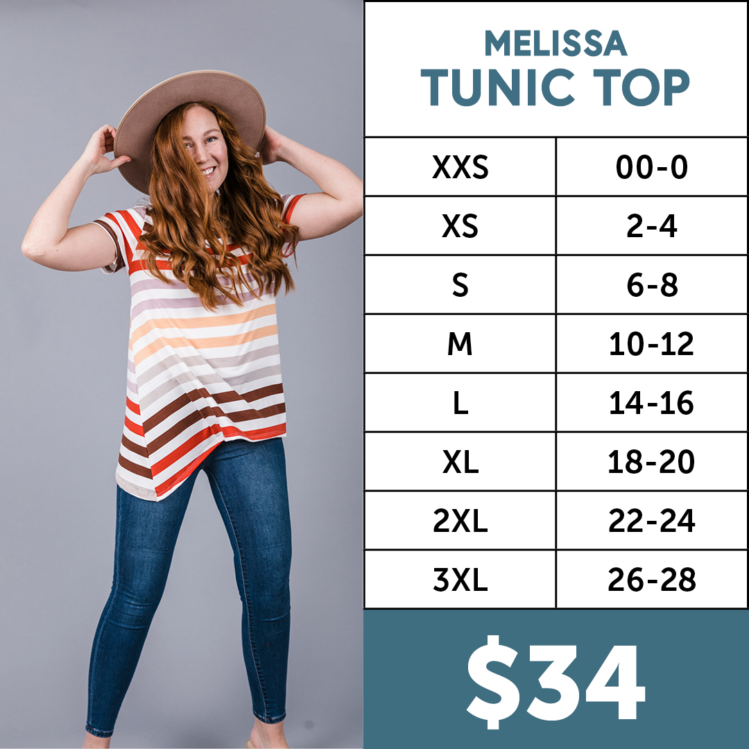 Lularoe Melissa Tunic Size Chart