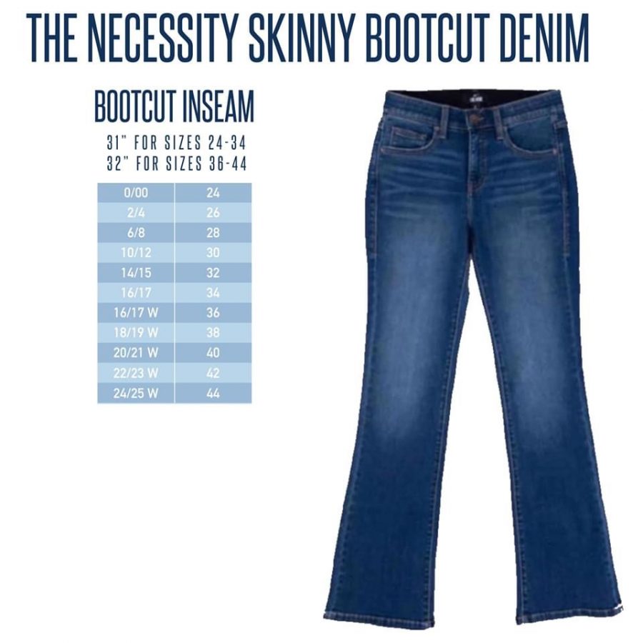 llr jeans size chart