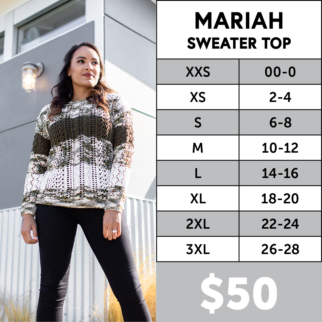 Lularoe Mariah Sweater Size Chart