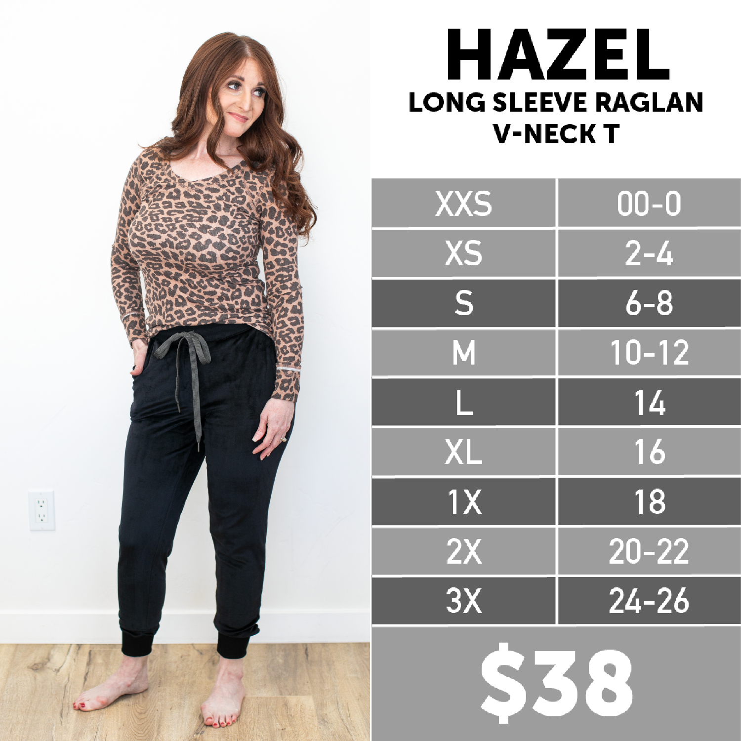 Lularoe Hazel Top (Cozy) Size Chart