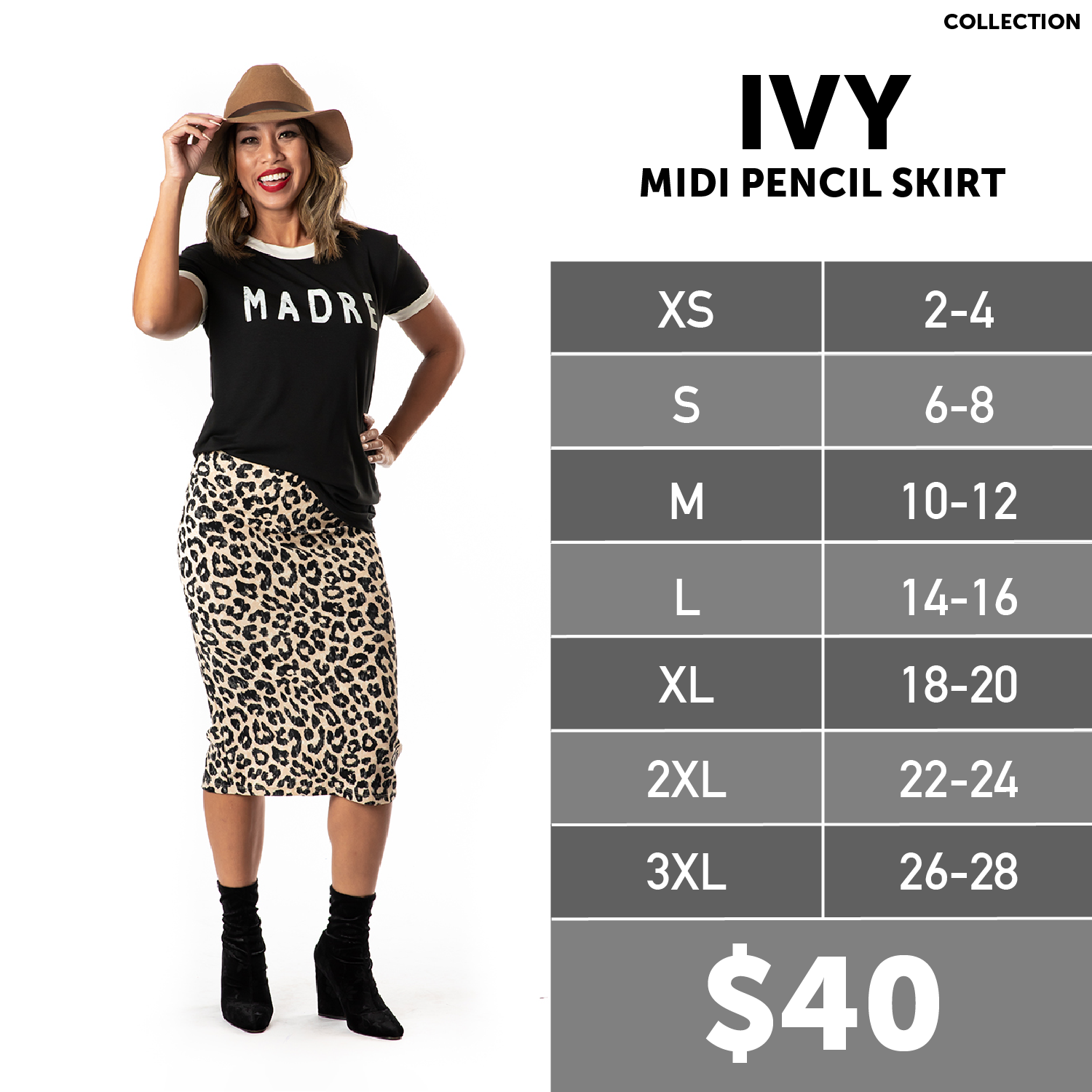 Lularoe Ivy Pencil Skirt Size Chart