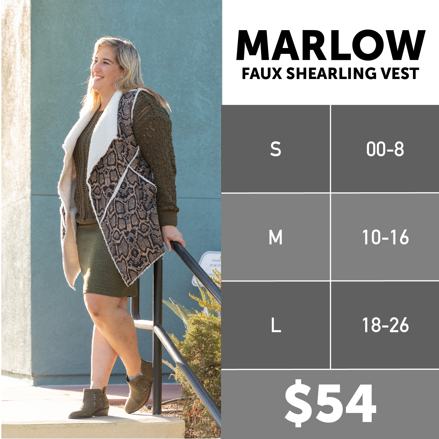 Lularoe Marlow Vest Size Chart