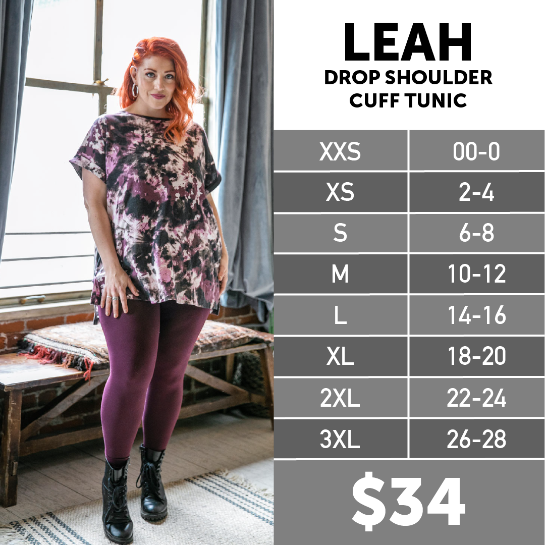 Lularoe Leah Tunic Top Size Chart
