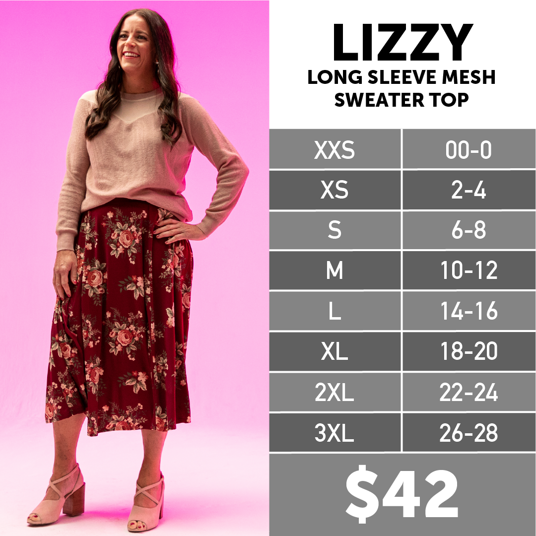 Lularoe Lizzy Sweater Top Size Chart