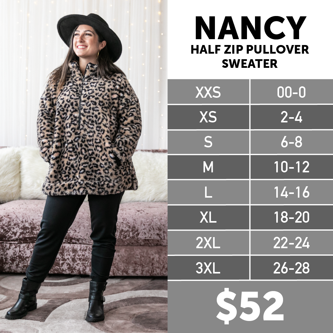 Lularoe Nancy Pullover Sweater Size Chart